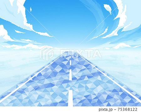 直線道路の風景イラスト 路面凍結のイラスト素材
