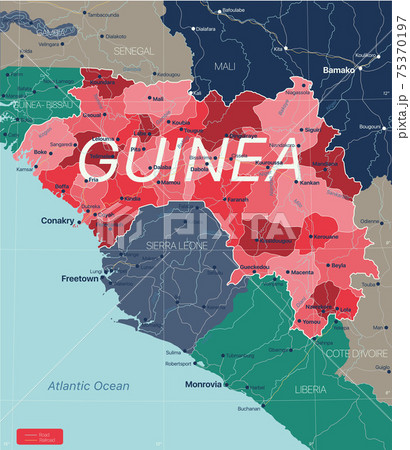 Guinea country detailed editable map 75370197