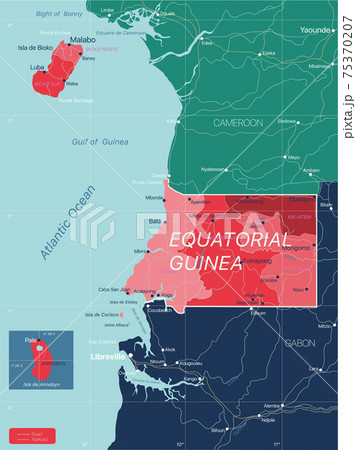 Equatorial Guinea country detailed editable map 75370207
