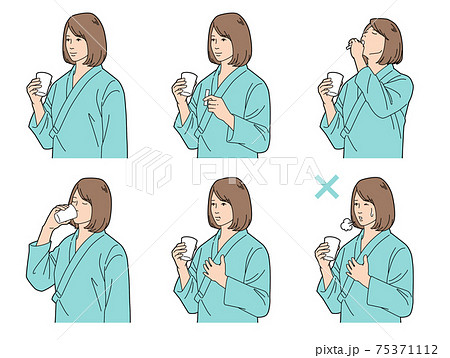 人物イラスト 胃部X線 バリウム検査 女性 75371112
