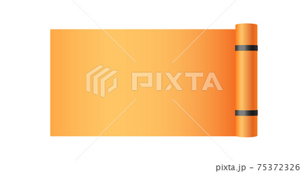 Top view of orange yoga or pilates mat, realistic vector illustration isolated. 75372326