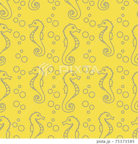 Vector seamless pattern with sea horses, bubbles Vector seamless pattern with sea horses, bubbles 75373585