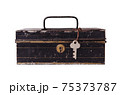 Old trunk (chest) with key isolated on white background 75373787