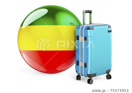 Suitcase with Rastafarian flag, 3D rendering Suitcase with Rastafarian flag, 3D rendering 75373953