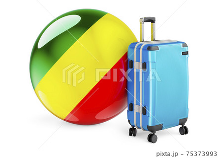 Suitcase with Congo flag. Congo travel concept, 3D rendering 75373993