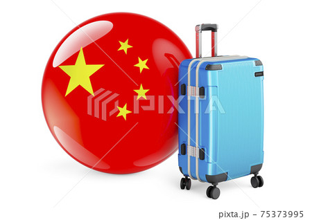 Suitcase with Chinese flag. China travel concept, 3D rendering 75373995