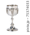 Silver kiddush wine cup with grapes isolated 75374033