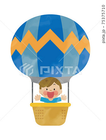 気球に乗る子供2 水彩のイラスト素材