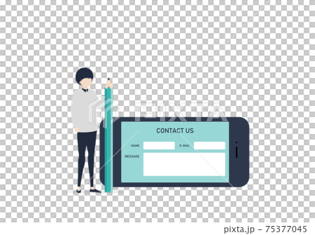 Illustration material of a man making an inquiry 75377045