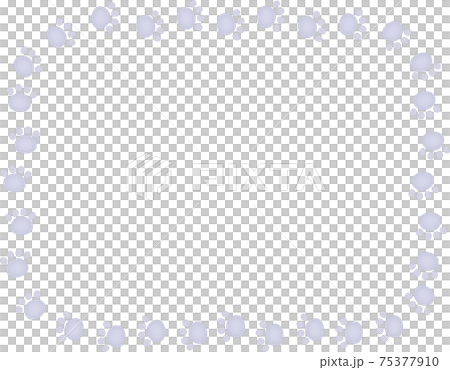 グレーの動物の足跡　飾り枠　水彩画風 75377910