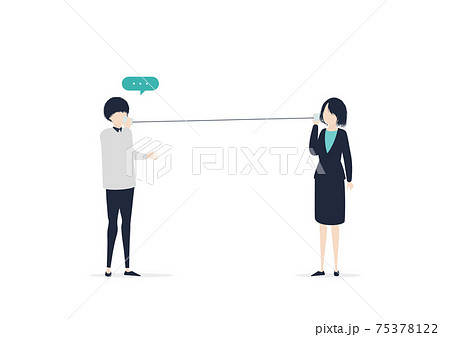 糸電話で話す2人のイラスト素材のイラスト素材