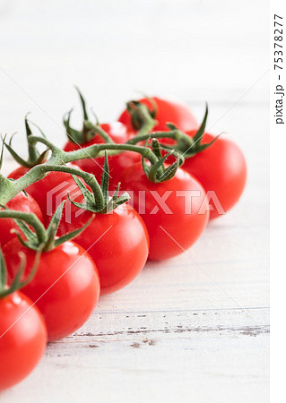 新鮮朝採り、房摘みトマト 75378277