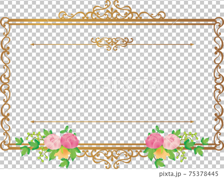 花の装飾フレーム枠 75378445
