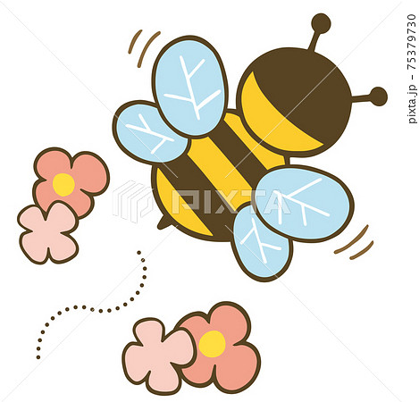 後ろ姿のかわいいミツバチのキャラクターのイラストのイラスト素材