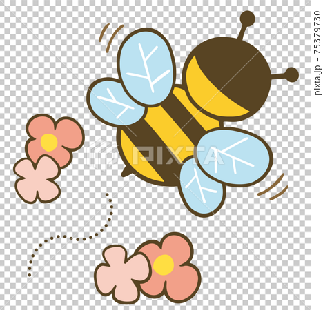後ろ姿のかわいいミツバチのキャラクターのイラストのイラスト素材