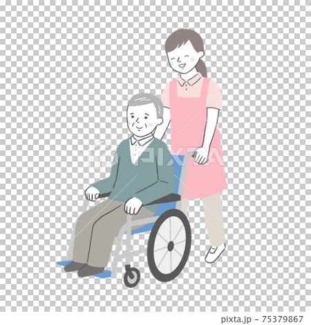 Wheelchair Assistance   Female Helper - Stock Illustration [75379867 