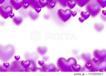 バレンタイン素材 紫色の立体ハートが上下から湧き上がるイメージ 横 背景白 他色有 75380007
