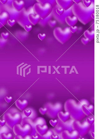 バレンタイン素材 紫色の立体ハートが上下から湧き上がるイメージ 縦 他色有 75380018