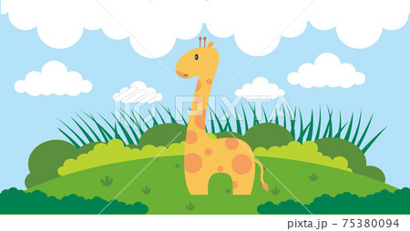 Giraffe Vector Cute Animals in Cartoon Style, Wild Animal, Designs for Baby clothes. Hand Drawn Characters 75380094