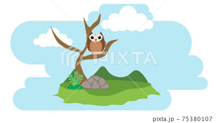 Owl Vector Cute Animals in Cartoon Style, Wild Animal, Designs for Baby clothes. Hand Drawn Characters 75380107