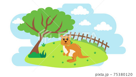 Kangaroo Vector Cute Animals in Cartoon Style, Wild Animal, Designs for Baby clothes. Hand Drawn Characters 75380120