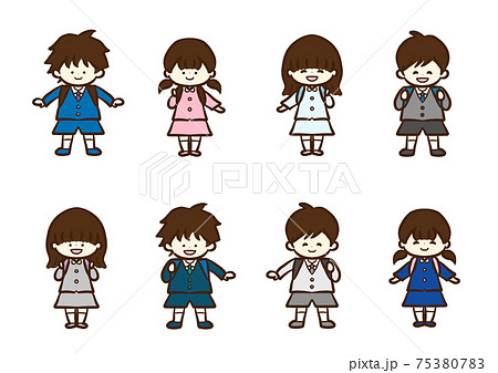 ランドセルの小学生　正面　 75380783