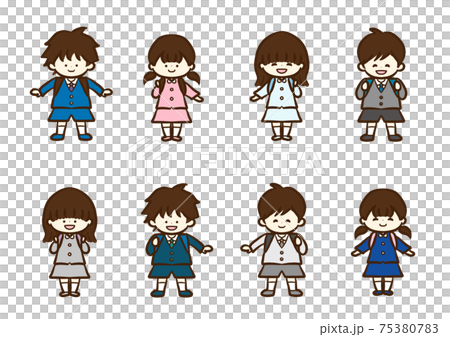 ランドセルの小学生　正面　 75380783
