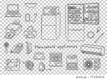Cartoon Hand-drawn Household Appliances Cooking Cleaning Stock Vector  (Royalty Free) 200916722 | Shutterstock