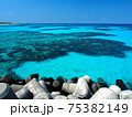 透明度の高い珊瑚礁の海（波照間島ニシ浜沖） 75382149