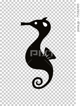 タツノオトシゴのシルエットイラストのイラスト素材