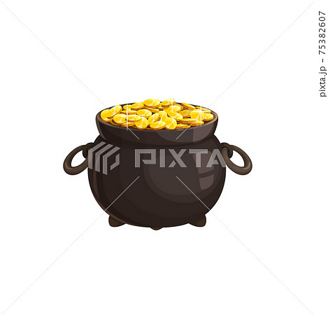Celtic treasures isolated cauldron with gold coins 75382607