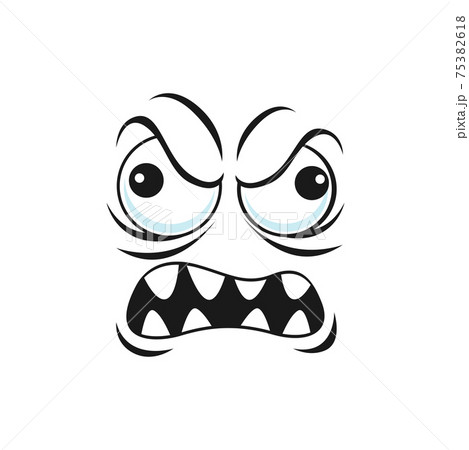 Suspicious mad emoticon with angry face isolated 75382618