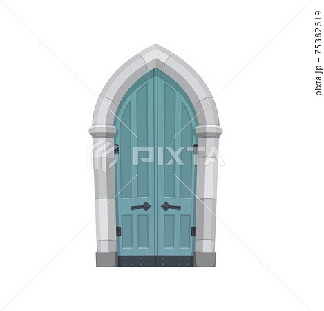 Medieval cartoon gate door, medieval castle entry 75382619