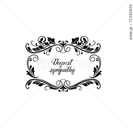 Funeral card, vintage condolence vector wreath 75382620