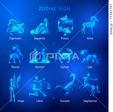 Set of Zodiac sign icons. Vector illustrations. 75382787