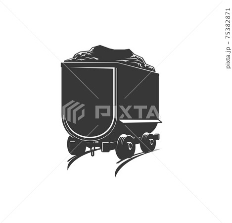 Mining railroad trolley with coal or rock isolated 75382871