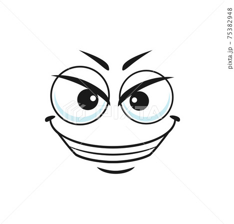 Happy suspicious expression of emoticon isolated Happy suspicious expression of emoticon isolated 75382948