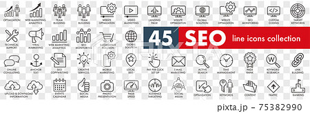 Outline web icons set - Search Engine Optimization 75382990