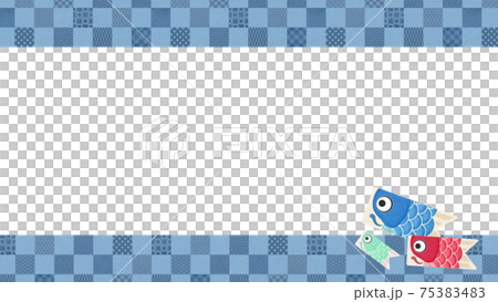鯉のぼりと市松模様の背景素材 - 複数のバリエーションがあります 鯉のぼりと市松模様の背景素材 - 複数のバリエーションがあります 75383483