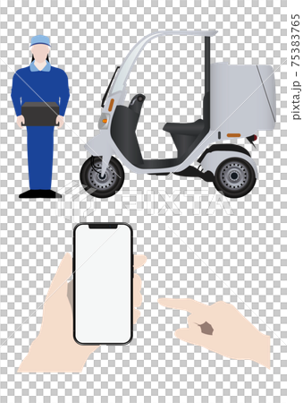 送貨自行車和智能手機 75383765