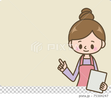 Woman in an apron_frame_beige Woman in an apron_frame_beige 75384247