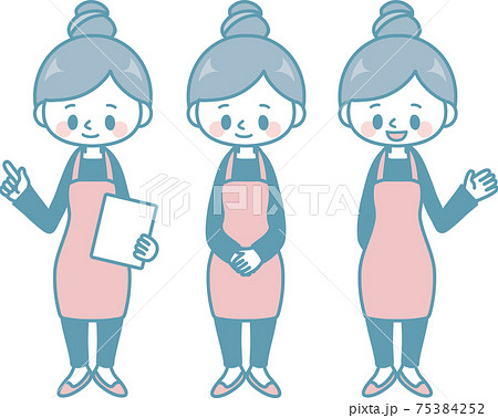 エプロン姿の女性セット＿全身＿シンプルカラー 75384252