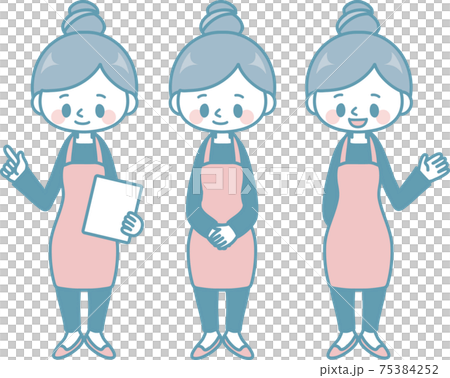 エプロン姿の女性セット＿全身＿シンプルカラー 75384252