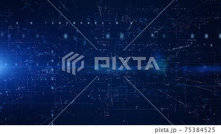 Digital Cyberspace with Particles and Digital Data Network Connections. High Speed Connection and Data Analysis Technology Digital Abstract Background Concept. 3d rendering 75384525