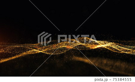 Gold particles sparks animation wave flow background. Flicker particle on black background. digital abstract background. 3d rendering Gold particles sparks animation wave flow background. Flicker particle on black background. digital abstract background. 3d rendering 75384555