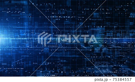Digital Cyberspace with Particles and Digital Data Network Connections. High Speed Connection and Data Analysis Technology Digital Abstract Background Concept. 3d rendering 75384557
