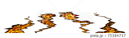 Ground cracks with lava, molten magma 75384737