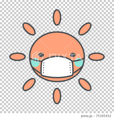 マスクをする太陽イラストのイラスト素材