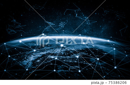 Global network connection covering the earth with lines of innovative perception Global network connection covering the earth with lines of innovative perception 75386206