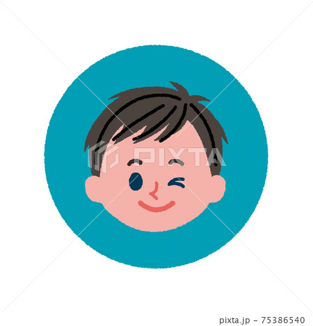 ウィンクをしている男の子のアイコンのイラスト素材